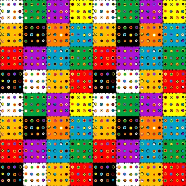 Kleurrijke lappendeken achtergrond met knoppen — Stockvector
