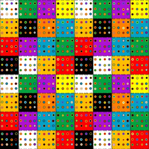 Colorful patchwork background with buttons — Stock Vector