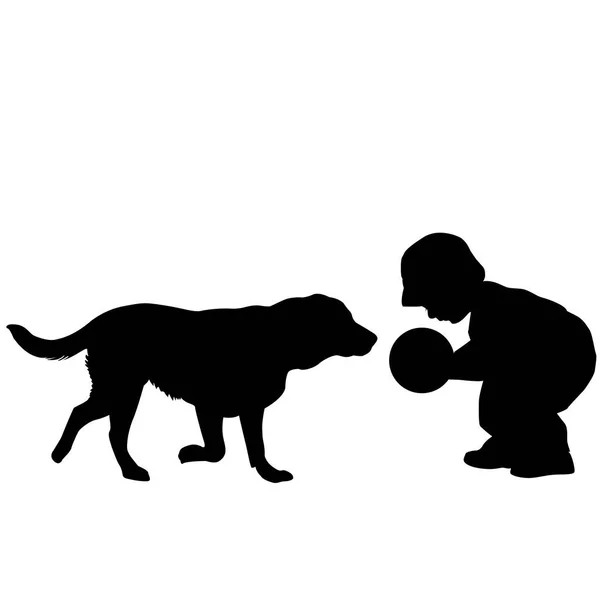 Niño jugando con un perro — Archivo Imágenes Vectoriales