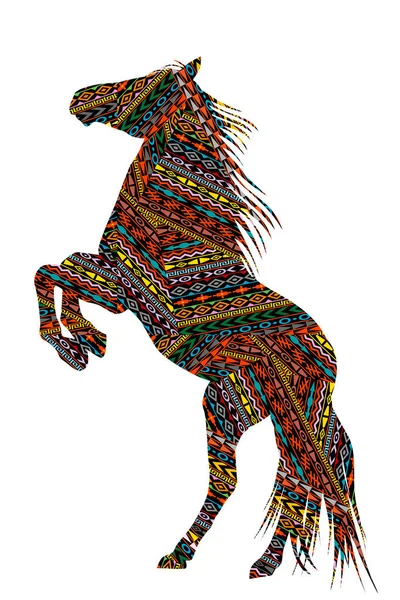 Ethnic motifs patterned  bucking horse — Stock Vector