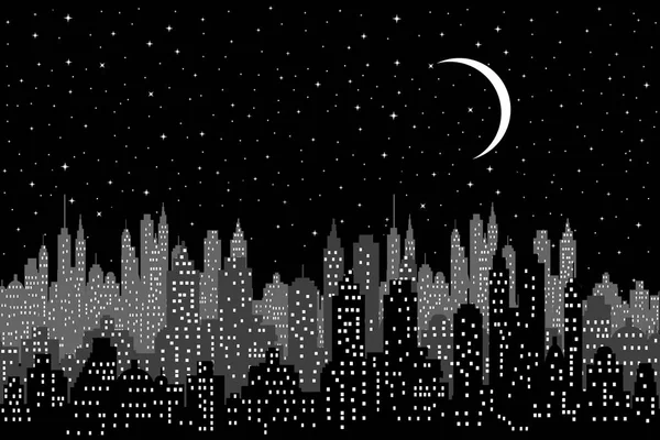 Stadsbilden mitt i natten — Stock vektor