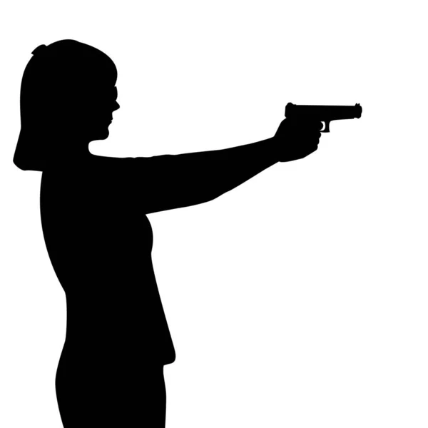 Σιλουέτα γυναίκας με όπλο. — Διανυσματικό Αρχείο