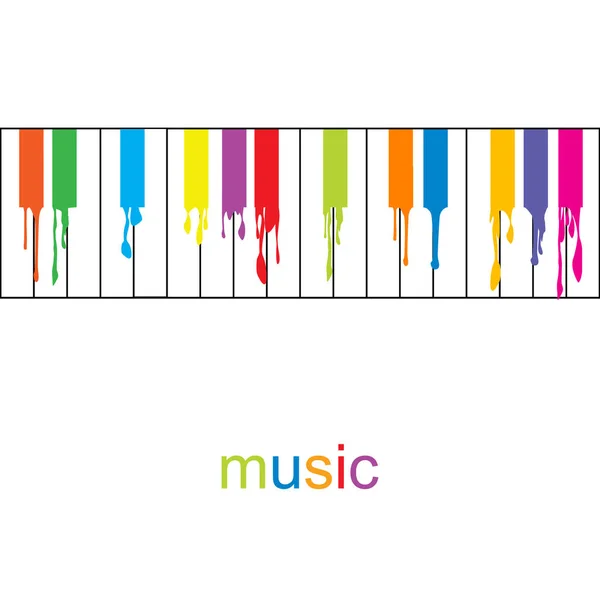 Abstract music poster. Colored piano with flowing keys — Stock vektor