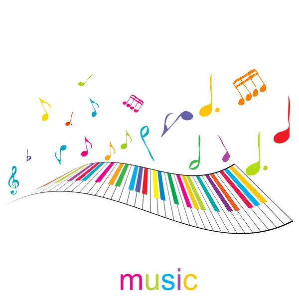 Cartel musical con teclas de piano y notas musicales — Vector de stock