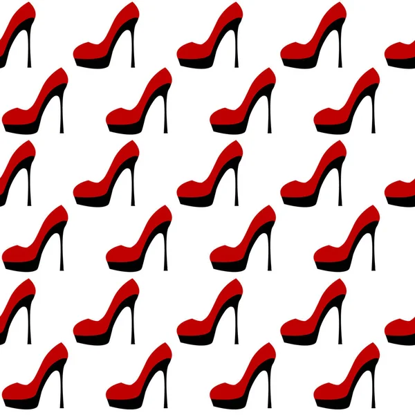 Red shoes with high heels seamless background — Stock Vector