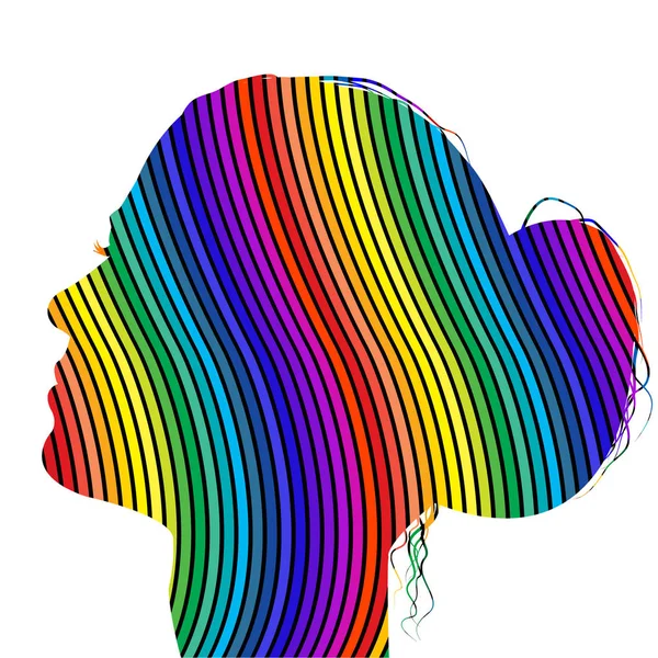 Profil de femme abstrait en couleurs arc-en-ciel — Image vectorielle