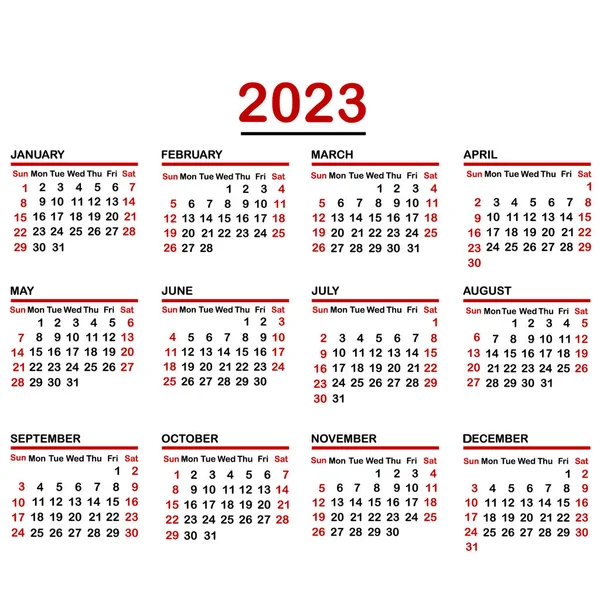 Minimalist calendar of year 2023 — Stock Vector