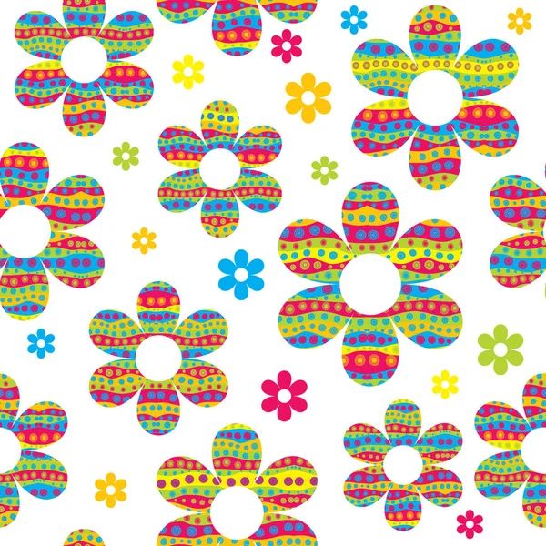 Seamless pattern with colored flowers made of circles — Stock Vector