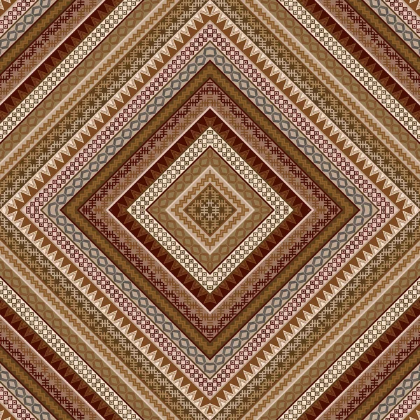 Motif géométrique décoratif sans couture avec des motifs ethniques marron — Image vectorielle