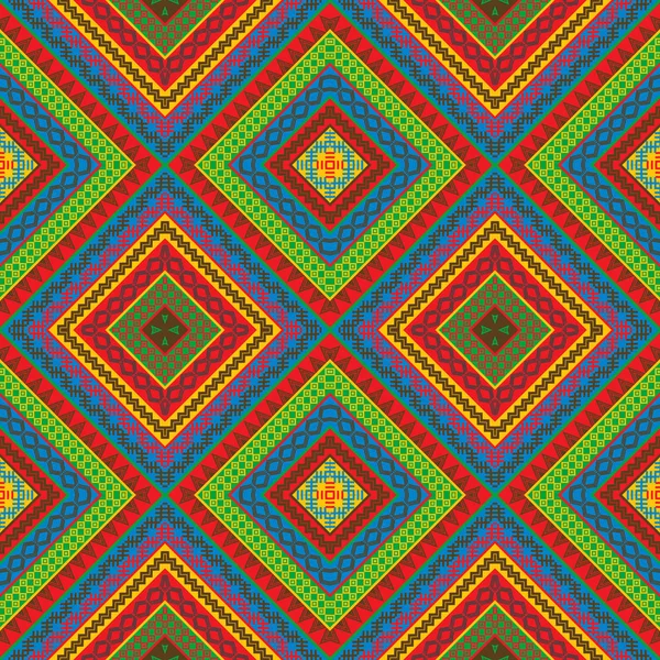 Colorful geometric decorative ethnic motifs seamless pattern — Stock Vector