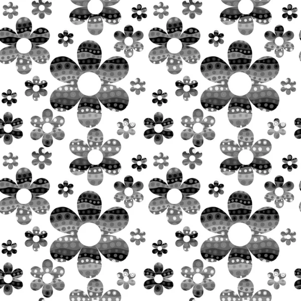 Black and white floral seamless pattern — Stock Vector