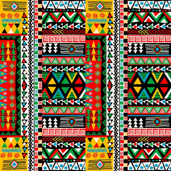 Colored patchwork design with african ethnic motifs — Stock Vector