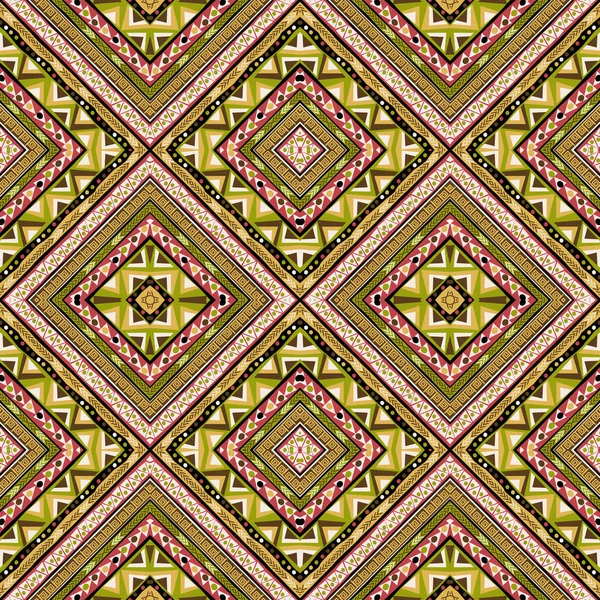 部族のモチーフシームレスなカラフルな菱形のパターン — ストックベクタ