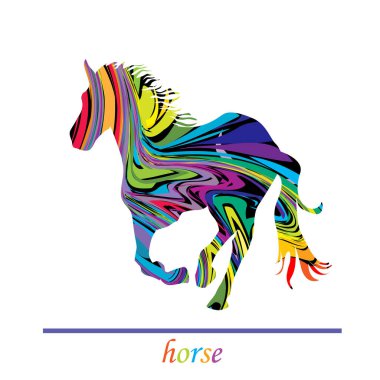 Beyaz arka planda dört nala koşan muhteşem renkli at.