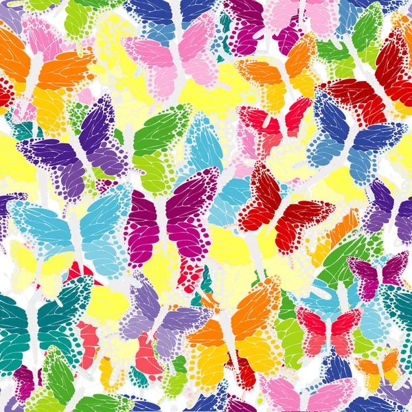 Colorido abstracto sin costuras con mariposas — Vector de stock