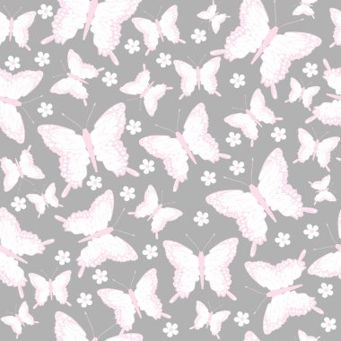 Kelebekler ve çiçeklerle kusursuz desen