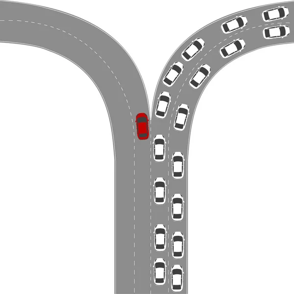 Ser diferente concepto con los coches en la carretera — Archivo Imágenes Vectoriales