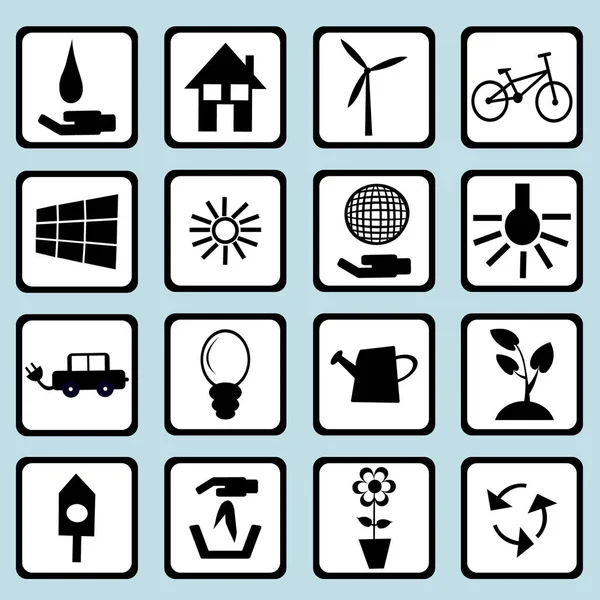 Energy and ecology simple icons set — Stock Vector