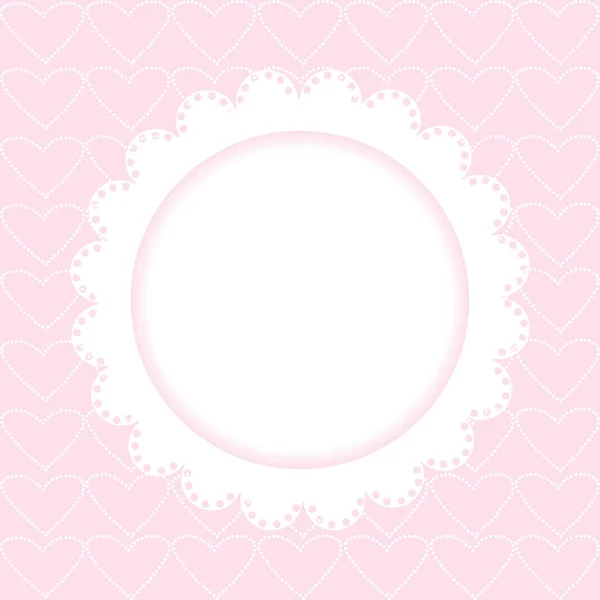 有爱心的浪漫背景和情人节贺卡或婚宴请柬的圆形框架 — 图库矢量图片