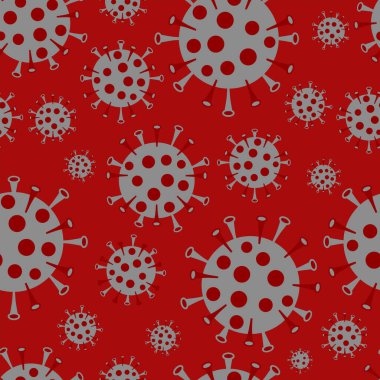Coronavirus (Covid-19) seamless pattern on red background clipart