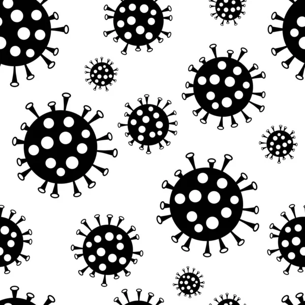 Motif Sans Couture Noir Blanc Avec Coronavirus Covid — Image vectorielle