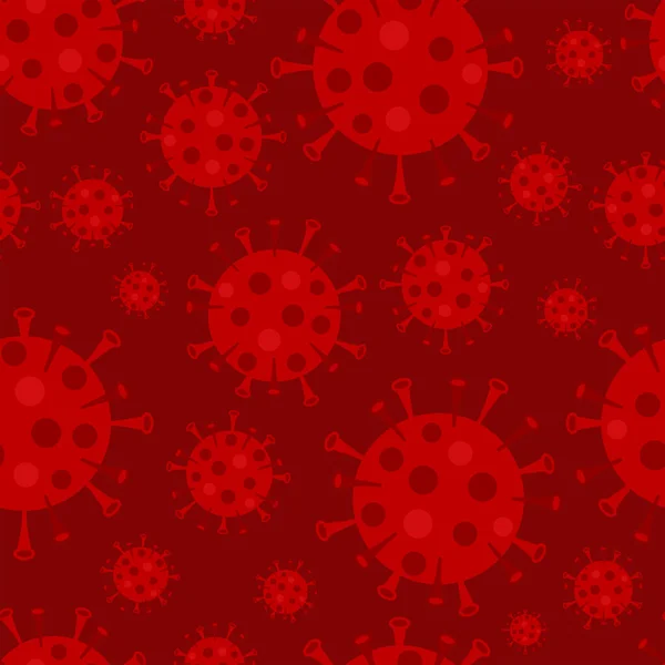 Stylized Coronavirus Covid Seamless Background Red Background — Stock Vector