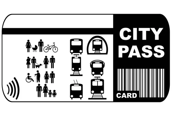 白色背景下隔离的城市通行证借记卡 — 图库矢量图片