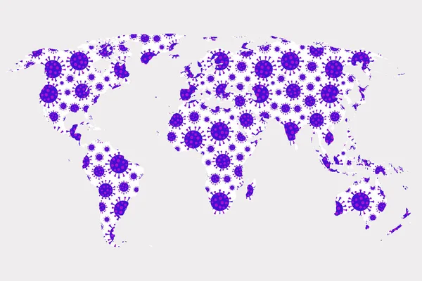 Covid Símbolo Modelado Mapa Del Mundo — Archivo Imágenes Vectoriales