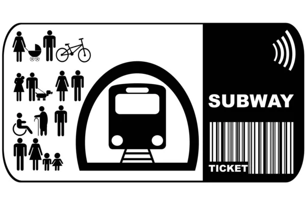 白い背景のチケットに隔離された地下鉄のチケット — ストックベクタ