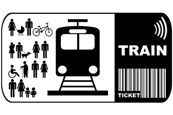 白い背景のチケットに隔離された列車の切符 — ストックベクタ