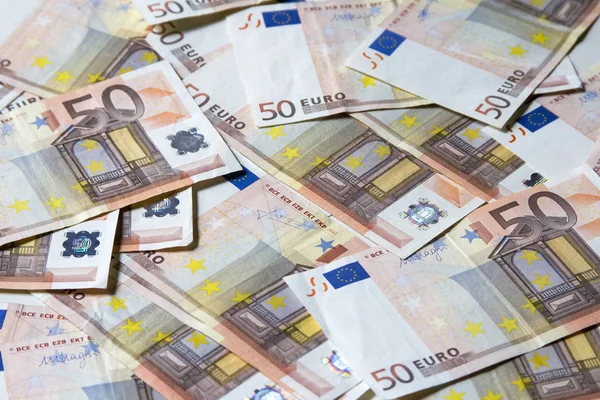 Close-up das notas de 50 euros . — Fotografia de Stock