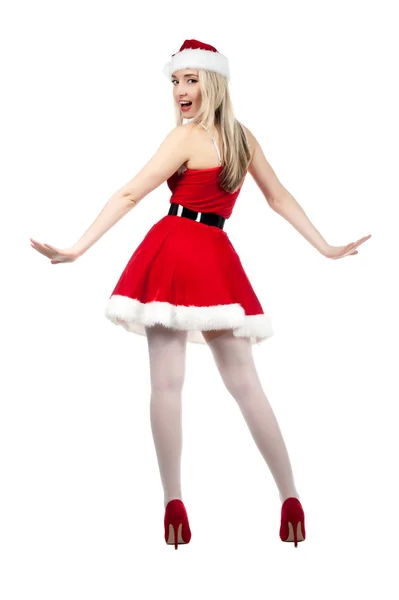 Блондинка в рождественском костюме — стоковое фото