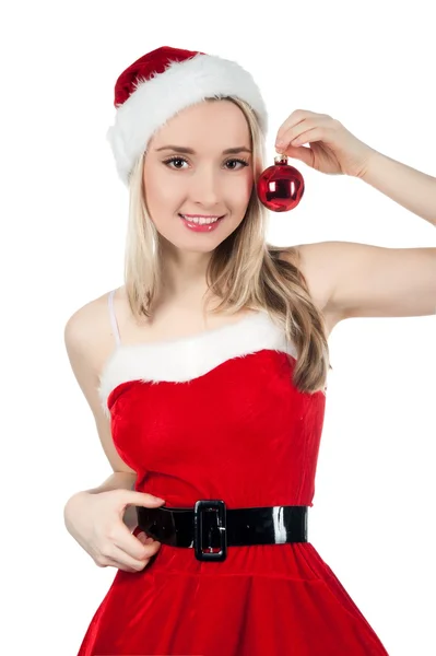 Szőke lány karácsonyi jelmez — Stock Fotó