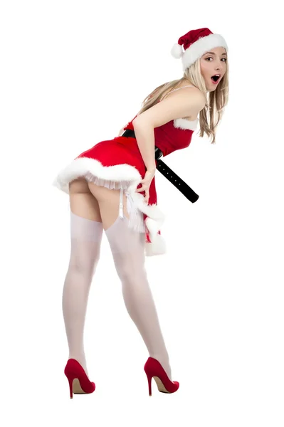 Chica rubia en traje de Navidad — Foto de Stock