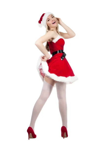 Blond flicka i jul kostym — Stockfoto