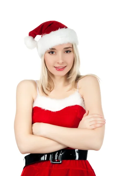 Блондинка в різдвяному костюмі — стокове фото