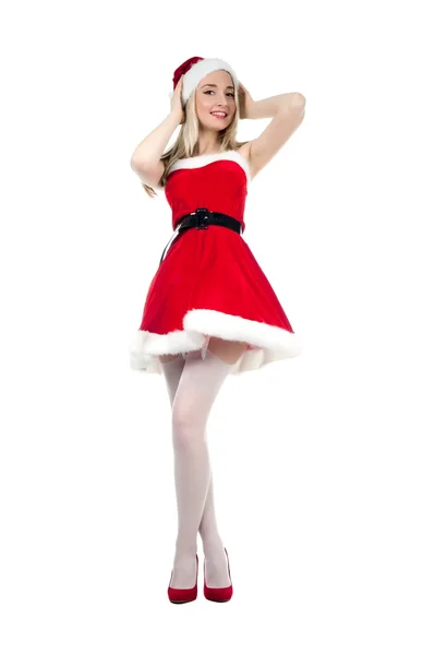 Blond flicka i jul kostym — Stockfoto