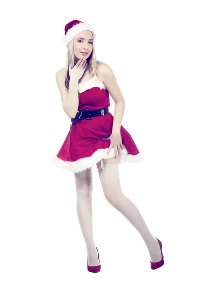 Chica rubia en traje de Navidad — Foto de Stock