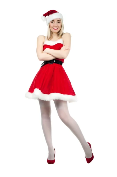 Blonde girl in Christmas costume — Stock Photo, Image