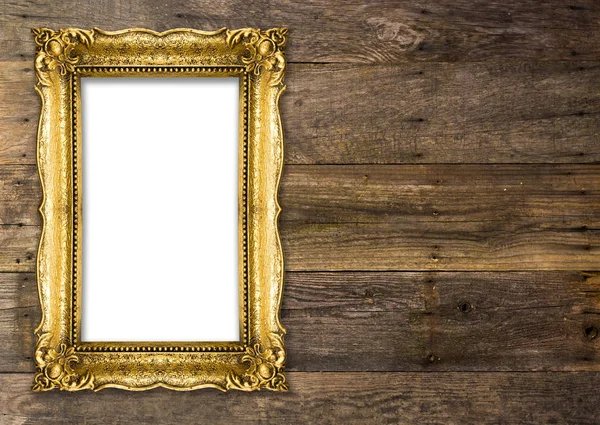 Old Gold Picture Frame on wooden background