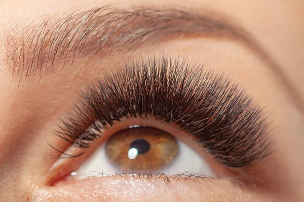 Woman Open Eye with Long Eyelashes. Eyelash Extension. Beautiful — Stock Photo, Image