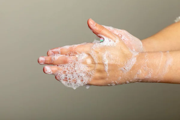 Prévention Grippe Laver Les Mains Avec Savon Eau Contre Infection — Photo