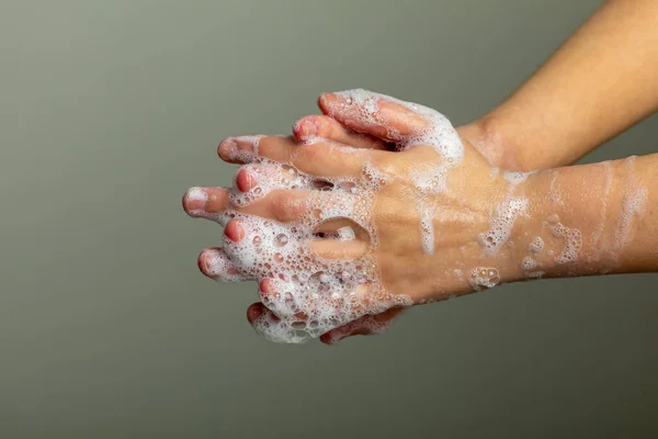 Laver Les Mains Avec Savon Eau Contre Infection Par Grippe — Photo