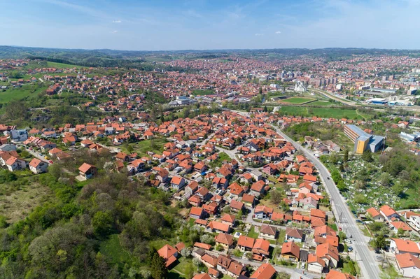 Valjevo Panorama Miasta Lotu Ptaka Serbii Centrum Administracyjne Dystryktu Kolubara — Zdjęcie stockowe