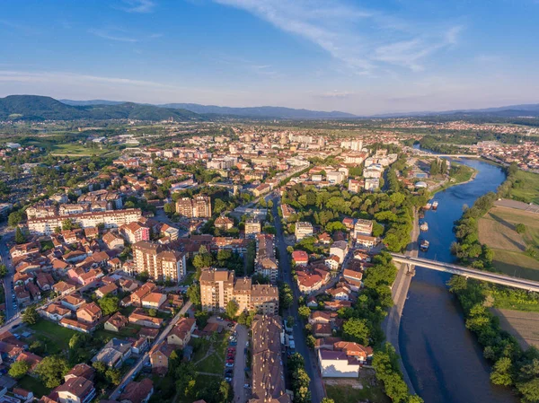 Kraljewo Panorama Miasta Lotu Ptaka Serbii Centrum Administracyjne Dystryktu Raska — Zdjęcie stockowe