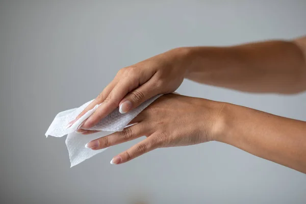 Corona Virus Hand Hygiëne Coronavirus Verspreiden Bescherming Vrouw Schoonmaken Handen — Stockfoto