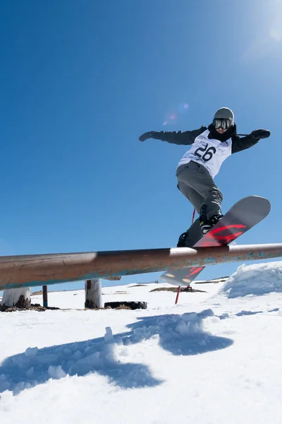 Mateus Morais podczas Czempionatu Narodowego Snowboard — Zdjęcie stockowe