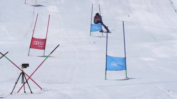 Atleta não identificado durante o Campeonato Nacional de Esqui — Vídeo de Stock