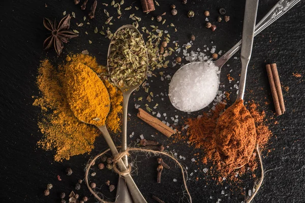 Various spices spoons — Stock Photo, Image