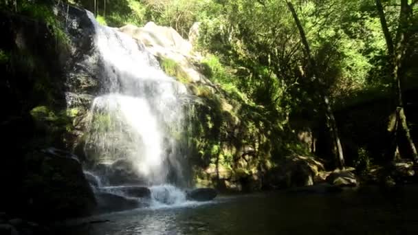 Красивый водопад в Кабриа Португалия — стоковое видео